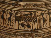 Late Geometric oinochoe with funerary scene (detail)