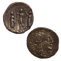 Coins with the Capitoline Triad and Roma
